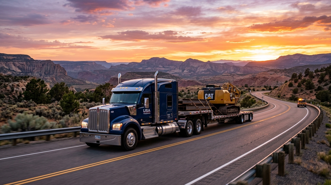 Stepdeck Semi Truck on Highway